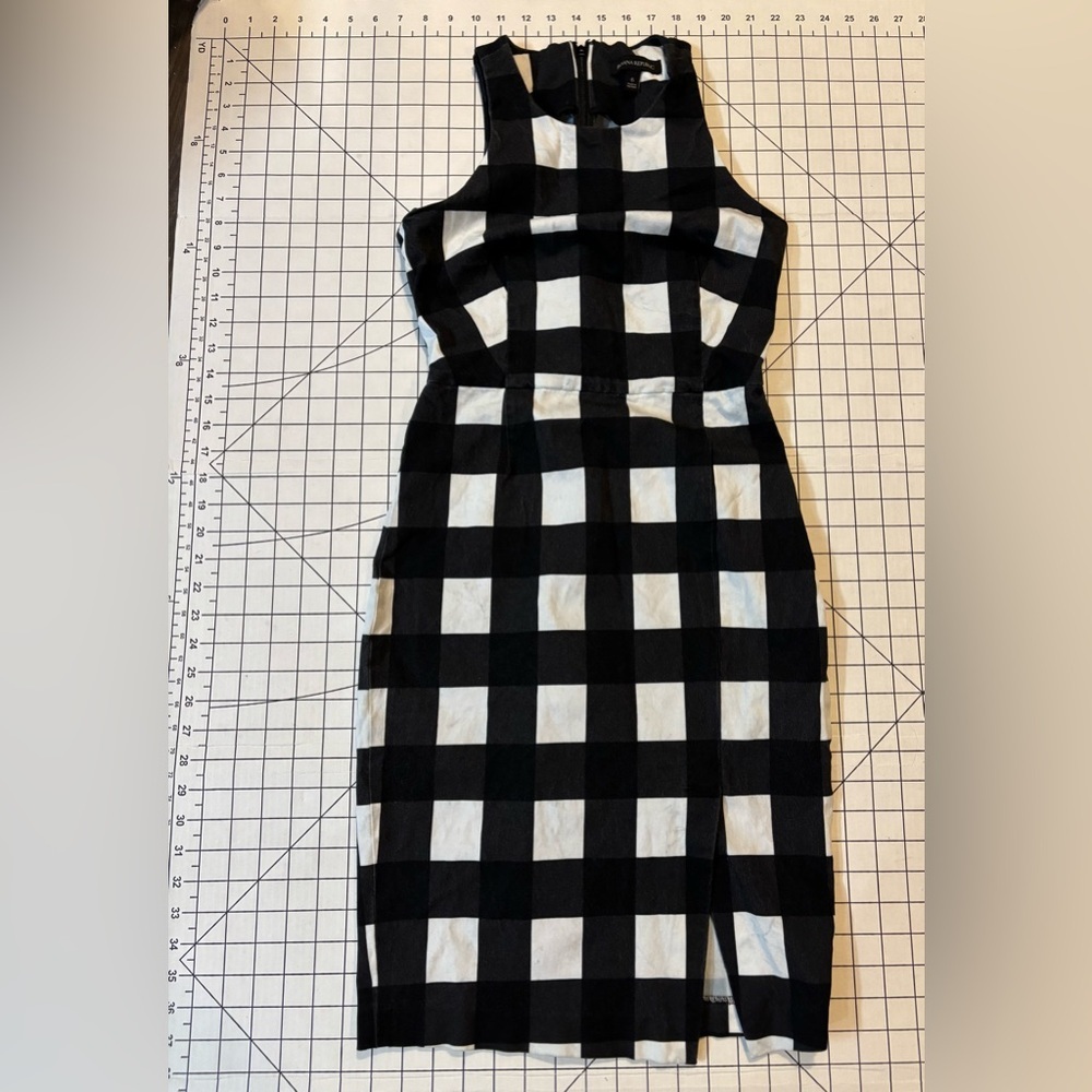 Banana Republic Womens Size‎ 6 Black/White Gingham Sleeveless Sheath Dress